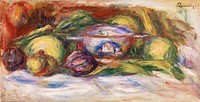 Bowl, Figs, and Apples (&Eacute;cuelle, figues et pommes) (1916) by <a href="https://www.rawpixel.com/search/Pierre-Auguste%20Renoir?sort=curated&amp;page=1">Pierre-Auguste Renoir</a>. Original from Barnes Foundation. Digitally enhanced by rawpixel.
