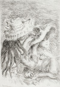 Le Chapeau &eacute;pingl&eacute; (la fille de Berthe Morisot...) (1912) by <a href="https://www.rawpixel.com/search/Pierre-Auguste%20Renoir?sort=curated&amp;page=1">Pierre-Auguste Renoir</a>. Original from The Los Angeles County Museum of Art. Digitally enhanced by rawpixel.