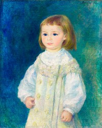 Lucie Berard (Child in White) (1883) by <a href="https://www.rawpixel.com/search/Pierre-Auguste%20Renoir?sort=curated&amp;page=1">Pierre-Auguste Renoir</a>.