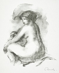 &Eacute;tude de Femme nue, assise (1904) by <a href="https://www.rawpixel.com/search/Pierre-Auguste%20Renoir?sort=curated&amp;page=1">Pierre-Auguste Renoir</a>. Original from The Los Angeles County Museum of Art. Digitally enhanced by rawpixel.