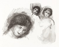 Stone with Three Sketches (1904) by <a href="https://www.rawpixel.com/search/Pierre-Auguste%20Renoir?sort=curated&amp;page=1">Pierre-Auguste Renoir</a>. Original from The Art Institute of Chicago. Digitally enhanced by rawpixel.