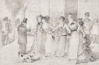 Workers&rsquo; Daughters on the Outer Boulevard (Illustration for Emile Zola&rsquo;s &ldquo;L&rsquo;Assommoir&rdquo;) (1877&ndash;1878) by <a href="https://www.rawpixel.com/search/Pierre-Auguste%20Renoir?sort=curated&amp;page=1">Pierre-Auguste Renoir</a>. Original from The Art Institute of Chicago. Digitally enhanced by rawpixel.