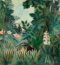 The Equatorial Jungle (1909) by <a href="https://www.rawpixel.com/search/Henri%20Rousseau?sort=curated&amp;type=all&amp;page=1">Henri Rousseau</a>. Original from The National Gallery of Art. Digitally enhanced by rawpixel.