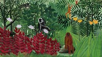 Rousseau vintage wallpaper, desktop background, Tropical Forest with Monkeys