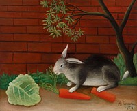 The Rabbit's Meal (Le Repas du lapin) (1908) by Henri Rousseau. Original from Barnes Foundation. Digitally enhanced by rawpixel.