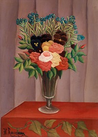 Bouquet of Flowers (Bouquet de fleurs) (ca. 1909 –1910) by Henri Rousseau. Original from Barnes Foundation. Digitally enhanced by rawpixel.