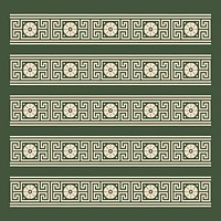 Ancient green Greek vector ornamental brushes set