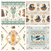 Egyptian ornamental psd seamless pattern background set