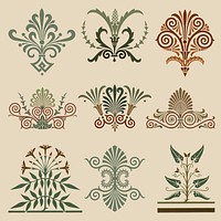 Greek ornamental element vector set