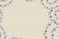 Cream Japanese plum blossom psd pattern frame, remix of artwork by Watanabe Seitei