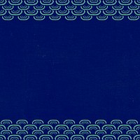 Dark blue Japanese wave pattern border, remix of artwork by Watanabe Seitei