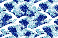 Japanese blue wave psd pattern, remix of artwork by Watanabe Seitei