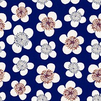 Vintage Japanese seamless plum blossom psd pattern, remix of artwork by Watanabe Seitei