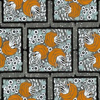 Flower pattern, aesthetic seamless Art Nouveau background in oriental style