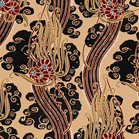 Aesthetic botanical pattern, Art Nouveau background in oriental style psd