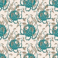 Pastel botanical pattern, seamless Art Nouveau background in oriental style psd