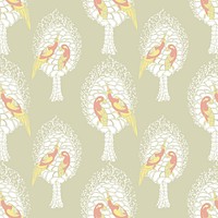 Pastel bird pattern, aesthetic Art Nouveau peacock and parrot background in oriental style vector