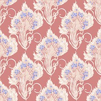 Pastel botanical pattern, aesthetic seamless Art Nouveau background in oriental style vector