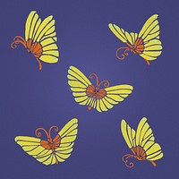 Butterfly collage element illustration sticker in stencil print style psd