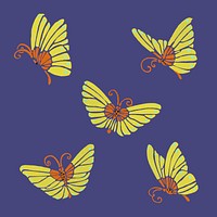 Butterfly collage element illustration sticker in stencil print style vector