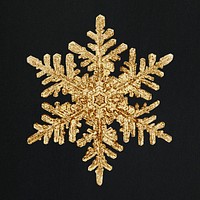 Gold snowflake psd Christmas ornament macro photography, remix of photography by Wilson Bentley