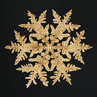 Gold snowflake psd Christmas ornament macro photography, remix of photography by Wilson Bentley