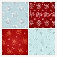 Snowflake Christmas psd pattern background set, remix of photography by Wilson Bentley