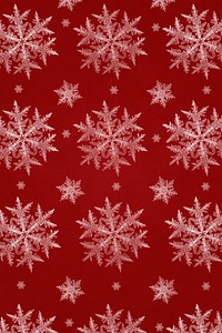 Festive red Christmas snowflake psd pattern background, remix of photography by Wilson Bentley