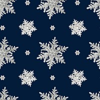 Blue Christmas snowflake seamless pattern background, remix of photography by Wilson Bentley