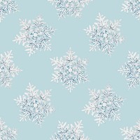 Season's greetings snowflake seamless pattern background, remix of photography by Wilson Bentley