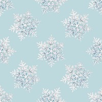 Christmas snowflake seamless pattern background vector, remix of photography by Wilson Bentley