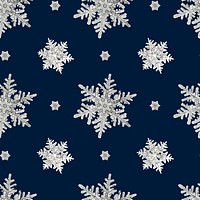 Blue Christmas snowflake seamless pattern background vector, remix of photography by Wilson Bentley