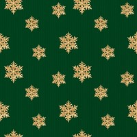 Green new year psd snowflake seamless pattern background, remix of photography by Wilson Bentley