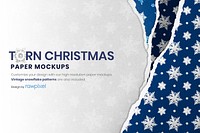 Torn Christmas paper mockup psd, remix of photography by Wilson Bentley