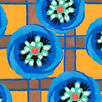 Aesthetic flower pattern backgrounds, vintage floral Art Deco fabric design vector