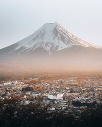 Mount Fuji and Kawaguchiko town in Japan