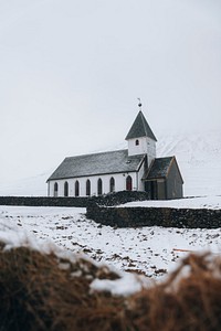 Nordic town church in Faroe Islands
