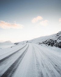 View of a road covered by snow