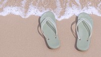 Green slippers on the beach wallpaper