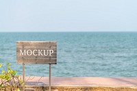Wooden plank mockup by the beach
