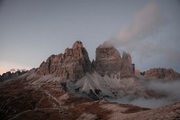 Dolomites mountain range during sunset, Italy