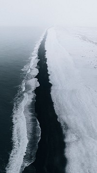 Nature iPhone wallpaper background, black sand beach on Iceland