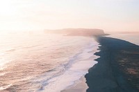 Black sand beach in the morning on Iceland