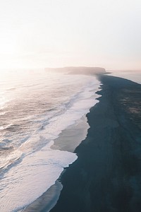 Black sand beach in the morning on Iceland