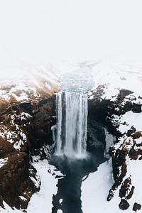 Skogafoss waterfall in the wintertime, Iceland