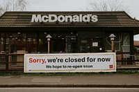 McDonald&#39;s closed due to coronavirus pandemic. BRISTOL, UK, March 30, 2020