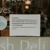 Shop warning sign during coronavirus pandemic. BRISTOL, UK, March 30, 2020