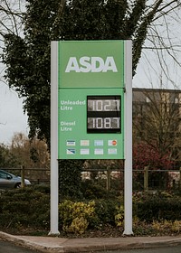 Falling oil prices at ASDA. BRISTOL, UK, March 30, 2020