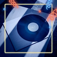 Gold frame on vinyl mockup with blue color effect