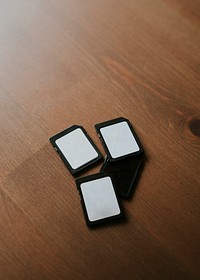 Micro SD cards on wooden background